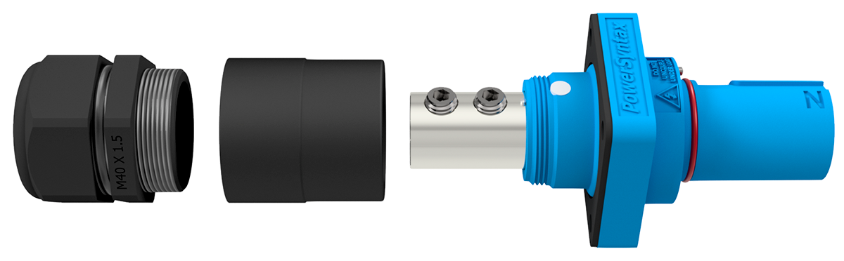 PowerSyntax Panel connectors with backshell - Powerlock compatible