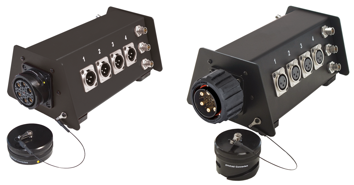 Break-out or break-in stage boxes with SV multipin connector and 8 XLR + 6 BNC