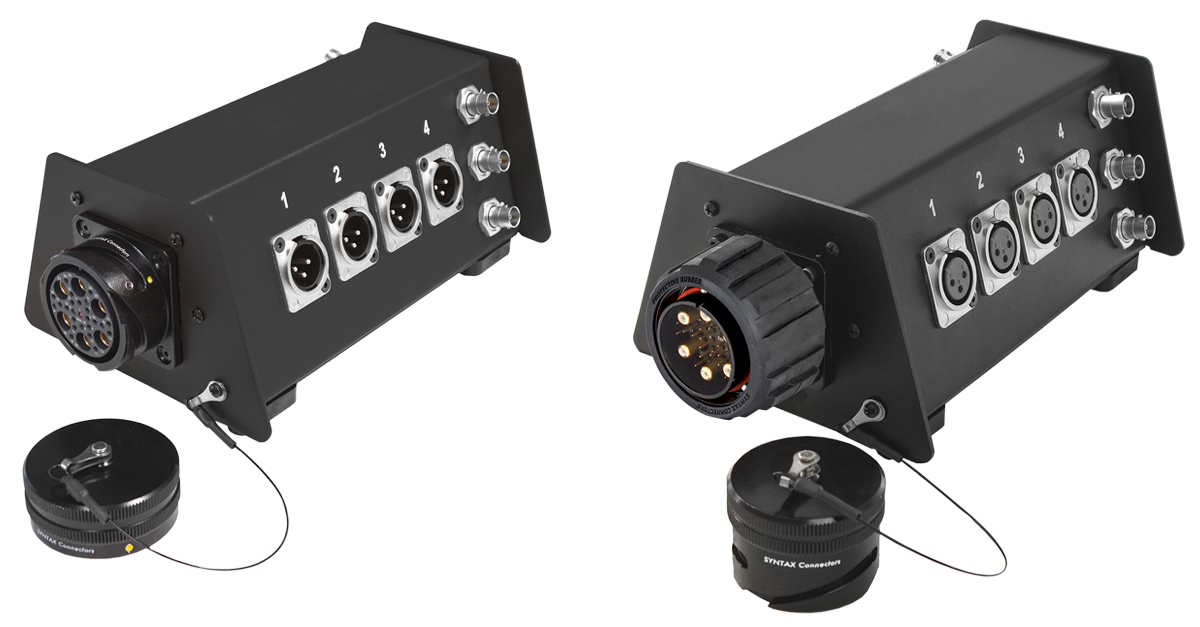 Break-out or break-in stage boxes with SV multipin connector and 8 XLR + 6 BNC