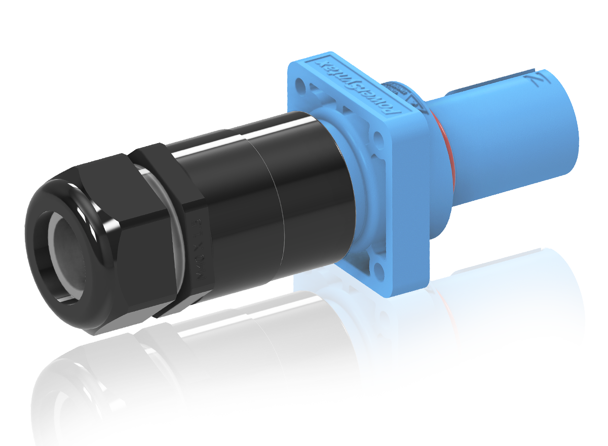 PowerSyntax Shaelter panel connectors with backshell - 480amp & 750 amp - Powerlock compatible